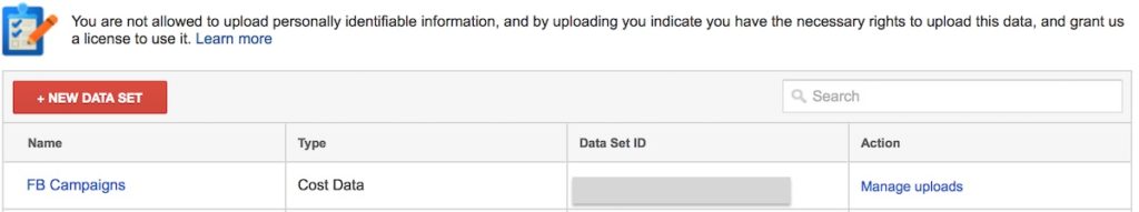 google analytics cost upload