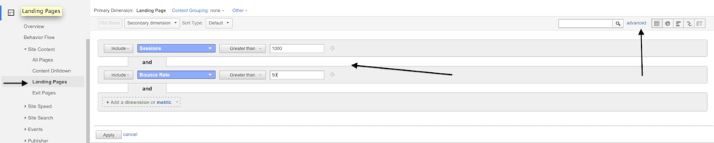 google analytics weighted sort hidden feature  filter