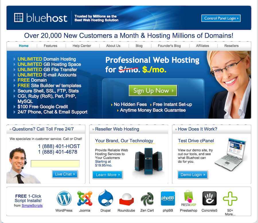 bluehost before