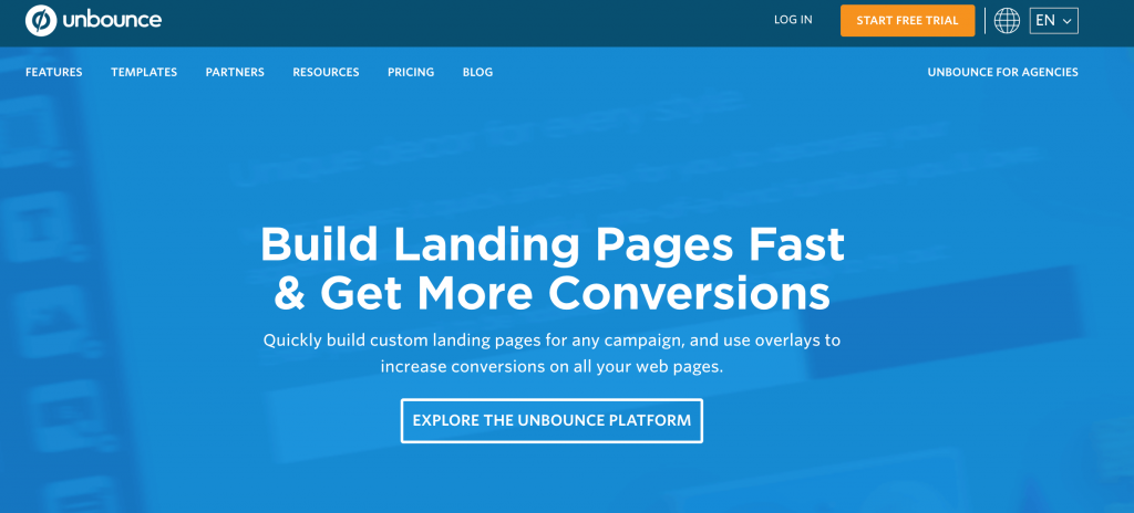 unbounce homepage
