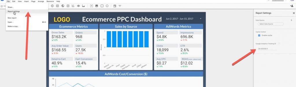 google analytics tracking on reports